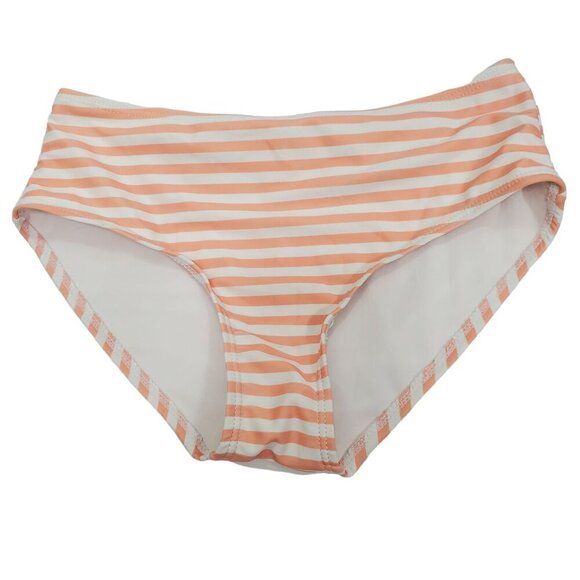 Unbranded‎ Women's Peach White Stripe High Waist Swim Bikini Bottoms Size S - Picture 1 of 5